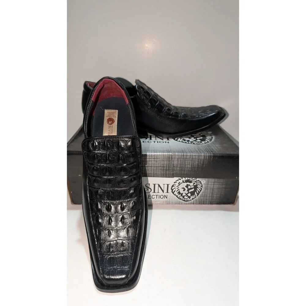 Lamasini Bull LEATHER Men's Loafer Dress Shoes Wedding Prom Formal 10 Black‎